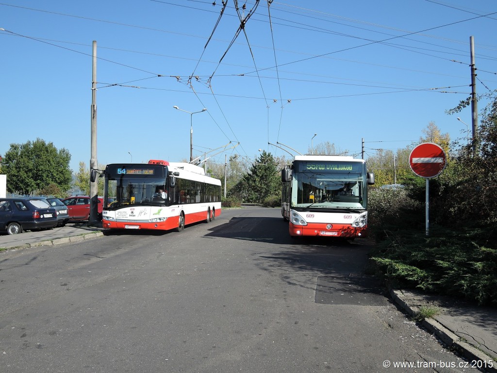 096 - linka 54 a 56 Ústí nad Labem,Dobětice Škoda 28Tr 419 a Škoda 25Tr 609